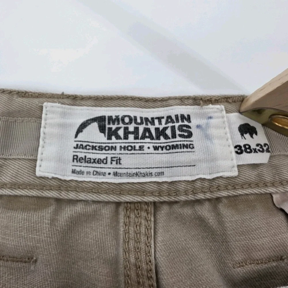 Mountain Khakis Relaxed Fit Mens 38x32 Canvas Pants Tan Beige Outdoor Active